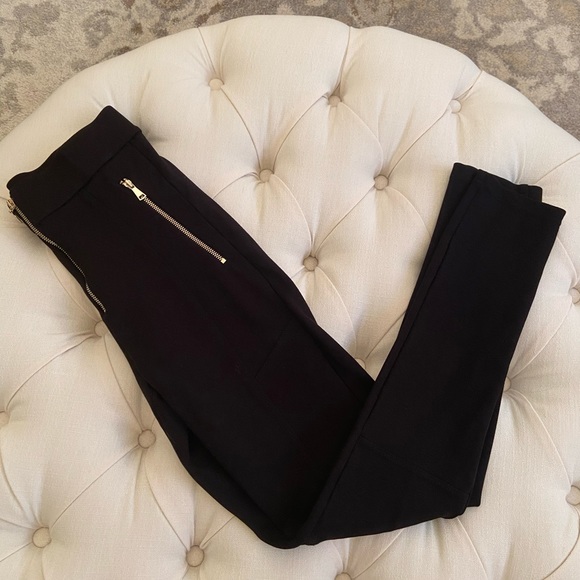 ZARA high waisted Black Pants Gold zipper detail sz XS - Picture 5 of 5